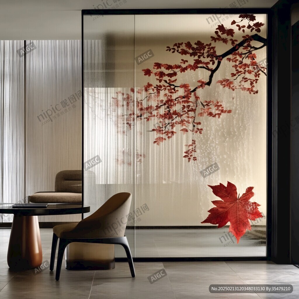 新中式红叶屏风
