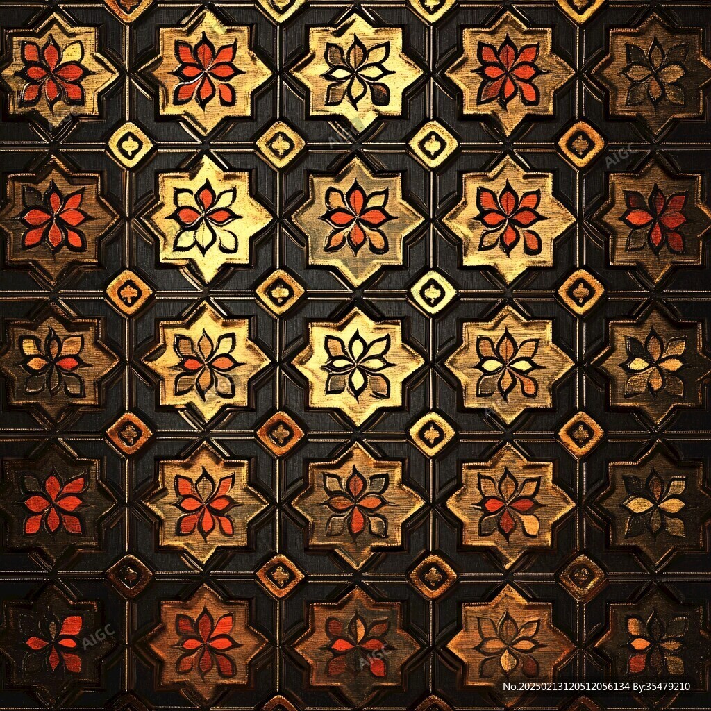 立体铜色拼花图案