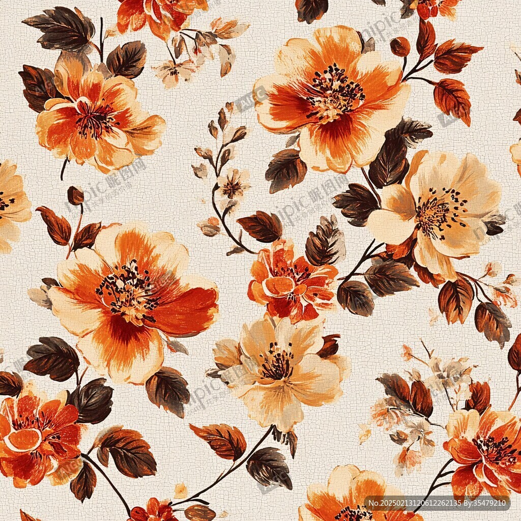 美式自然隐花复古花纹