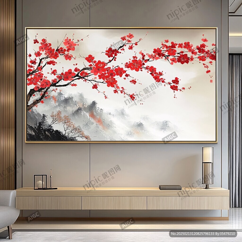 客厅挂画梅花