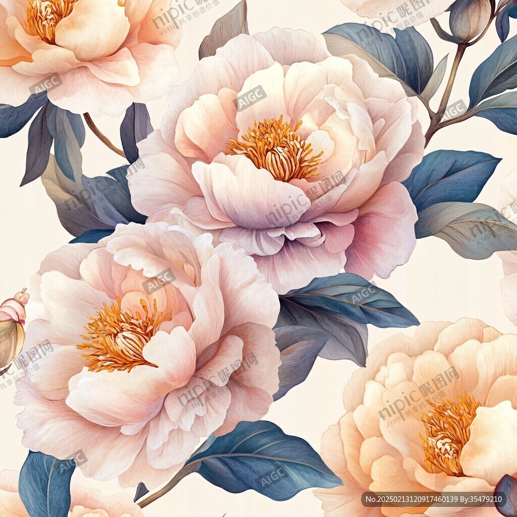 手绘质感牡丹花