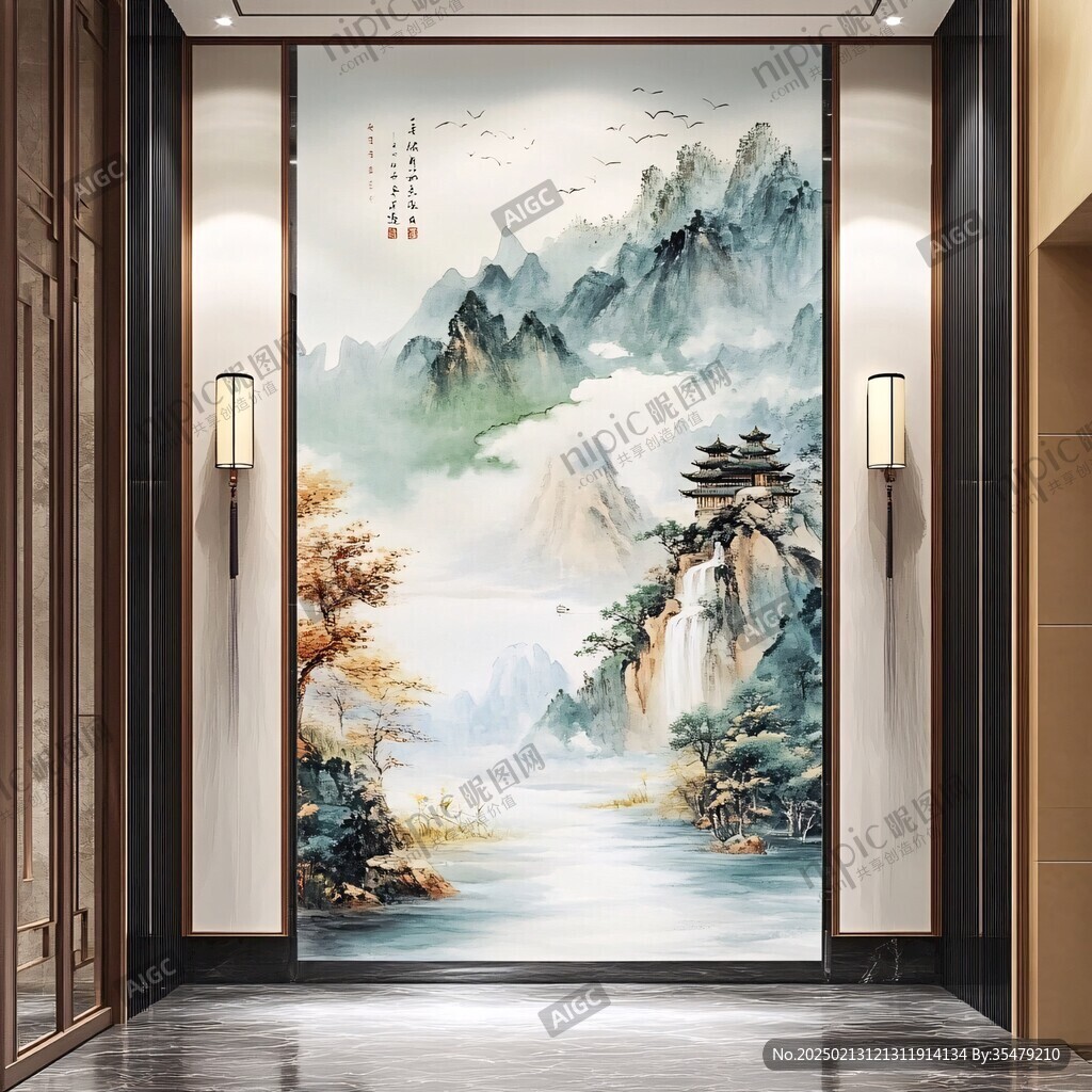 端景走廊背景墙壁画