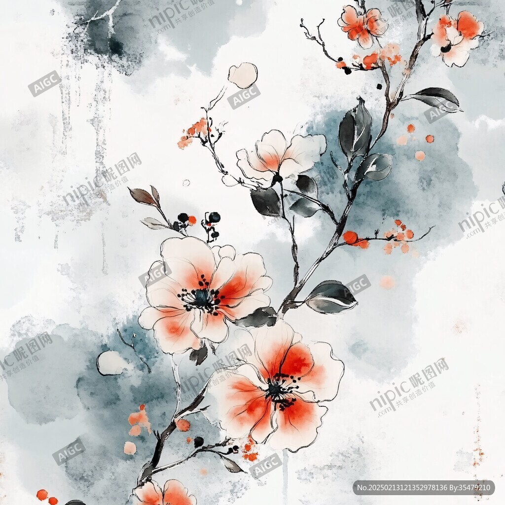水彩梅花墙纸