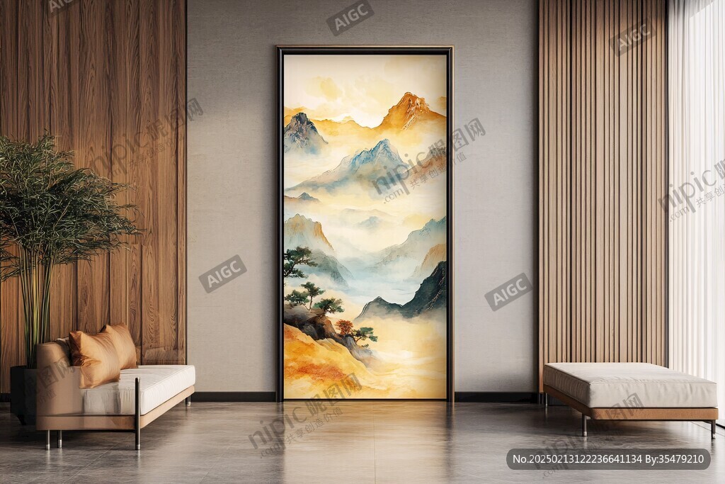 新中禅意山水岩彩画