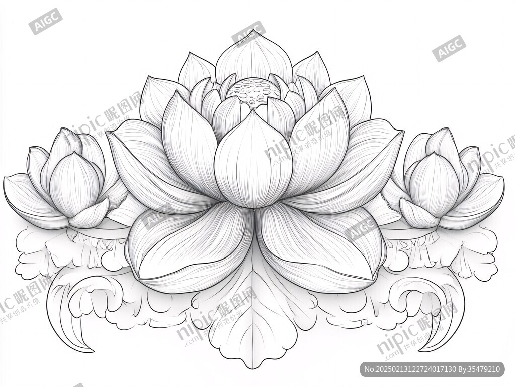 莲花线条图