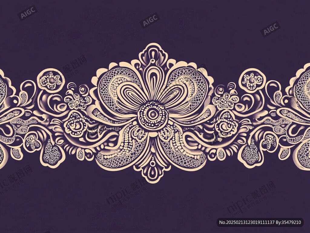 紫色花纹线条婚礼