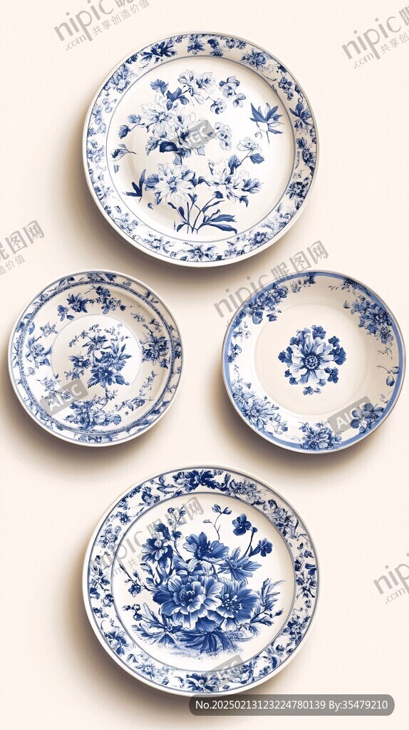 瓷盘设计青花瓷花纹