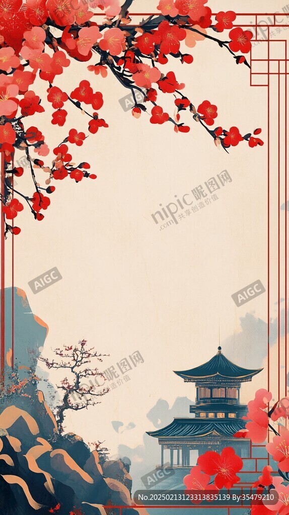 古风古典梅花背景