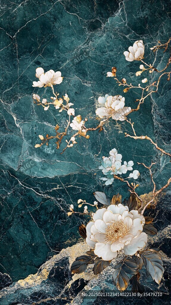 古风油画质感花卉
