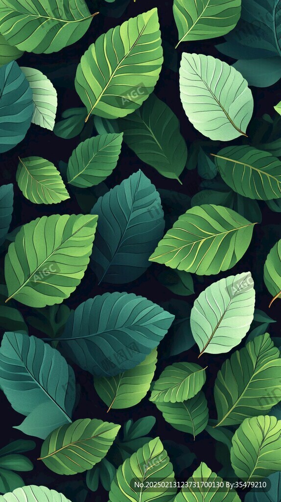 树叶插画背景