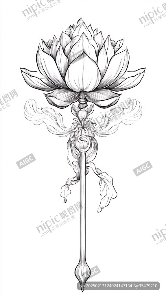 莲花线稿