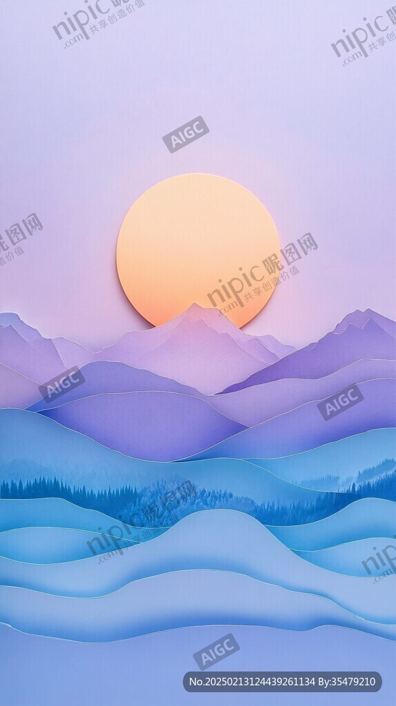 渐变色彩山水画