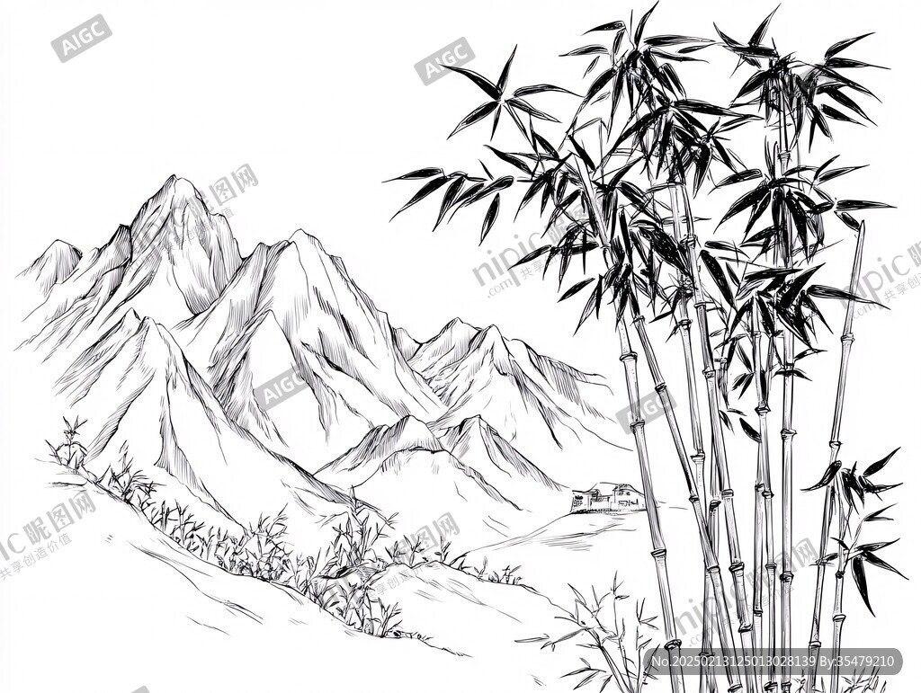 竹树山石