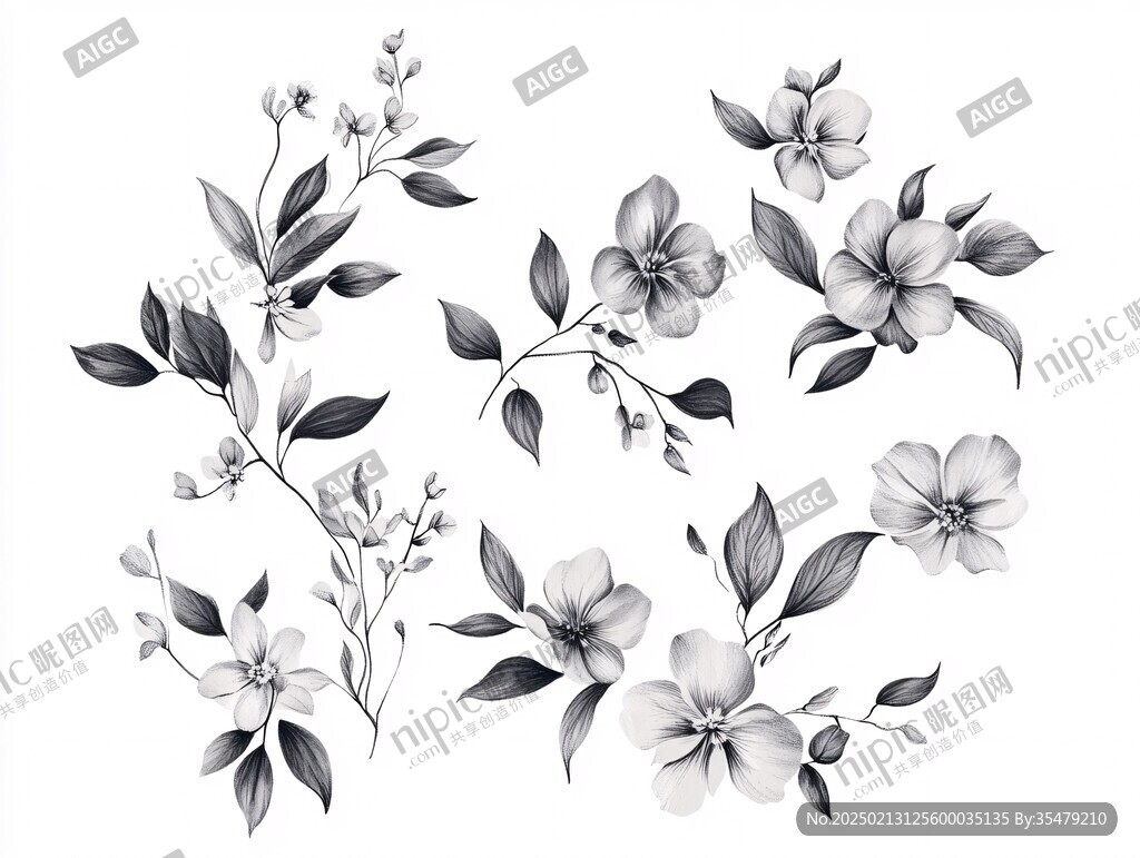 手绘蓝莓花