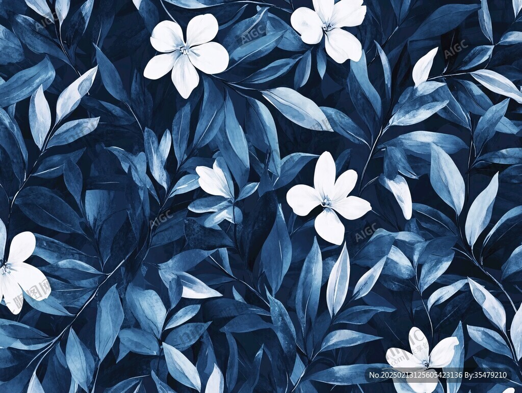 蓝色花卉壁纸