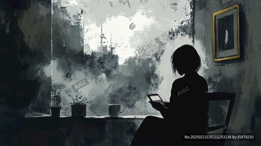 孤独感插画