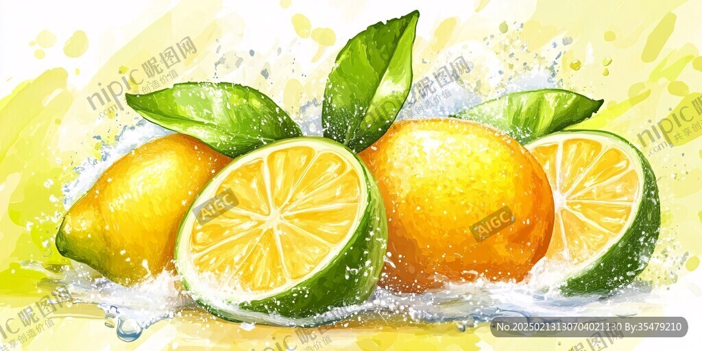 水果青柠插画