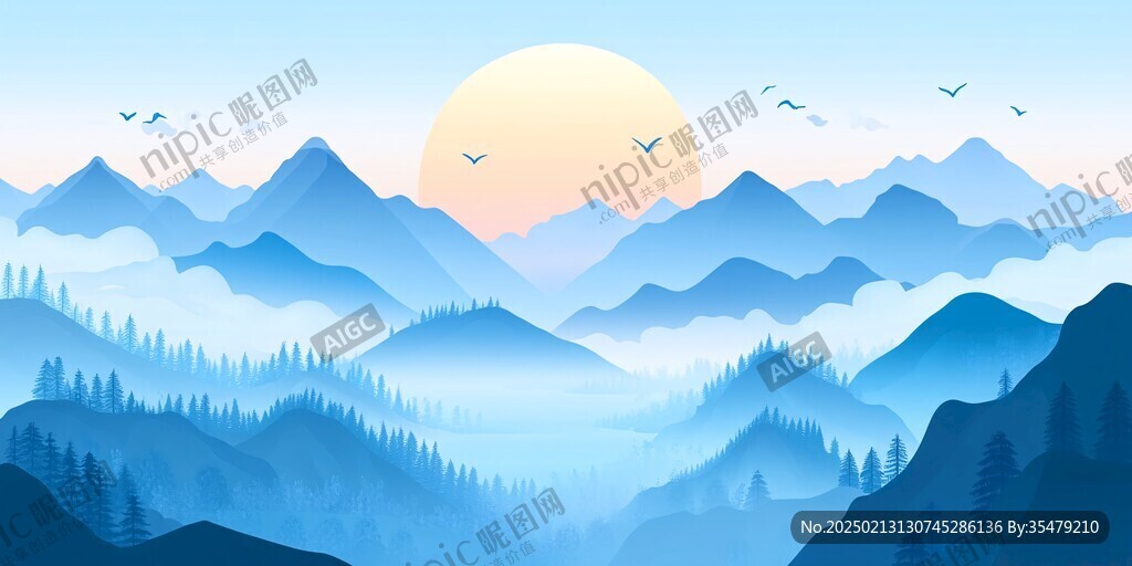 山风景插画包装