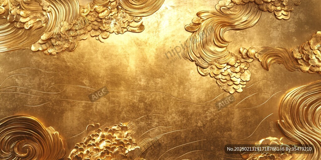 金色云纹浮雕