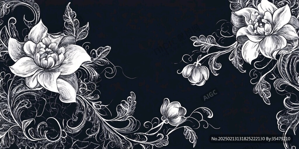 深蓝色浪漫深邃花纹