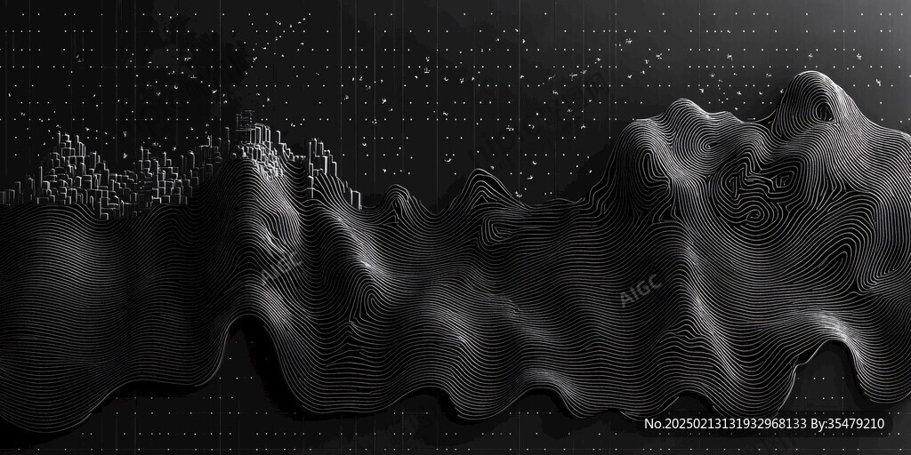 新中式线描山水画