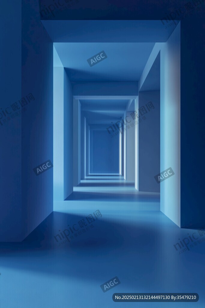 建筑设计蓝色的房间
