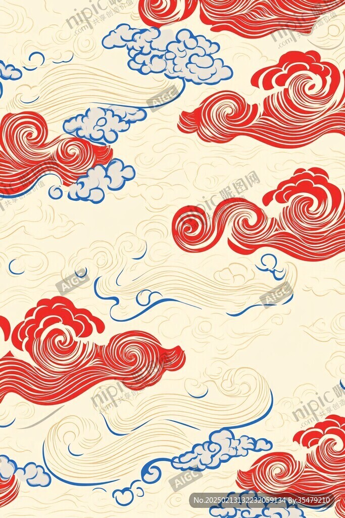 中式图案云纹浪花