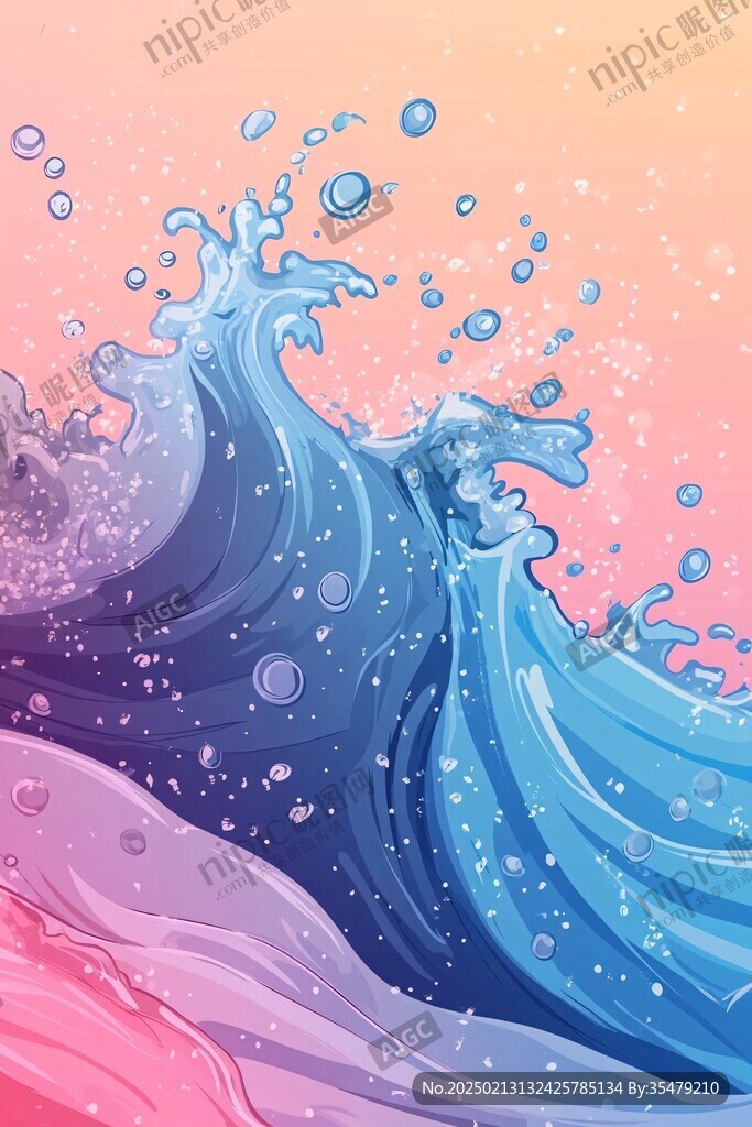 插画浪花