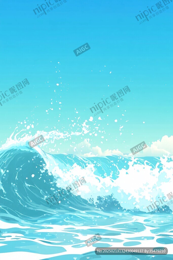 波涛海浪插画