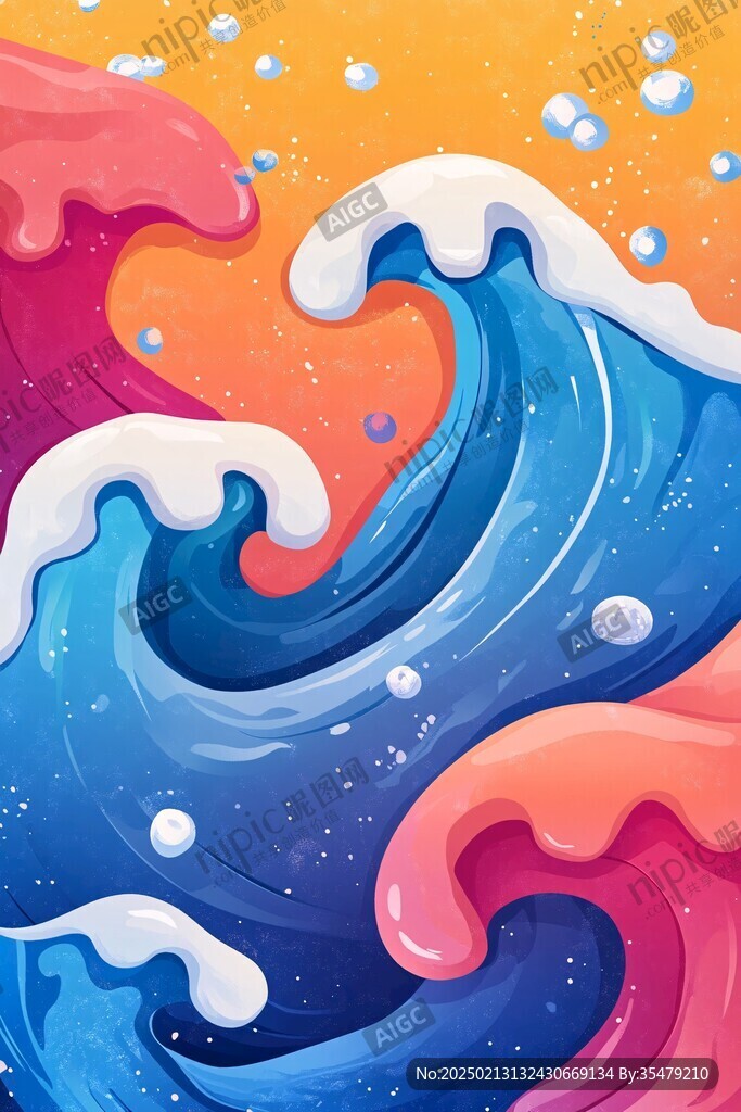 海浪浪潮插画