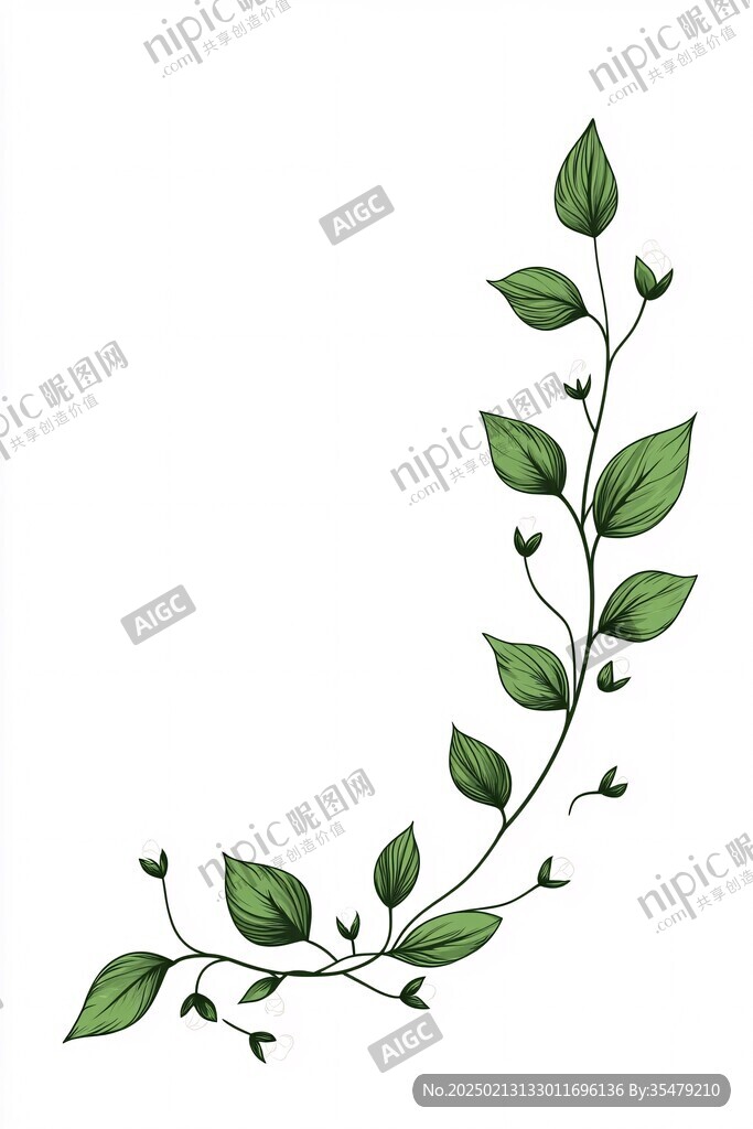 边框底纹绿叶边框图案