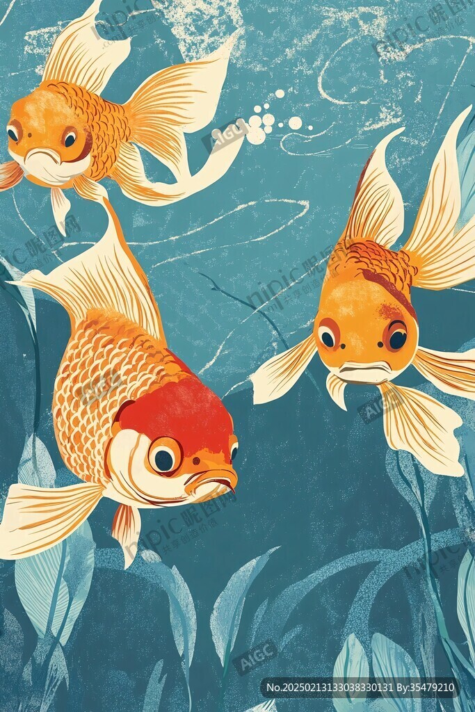 创意金鱼潮流插画
