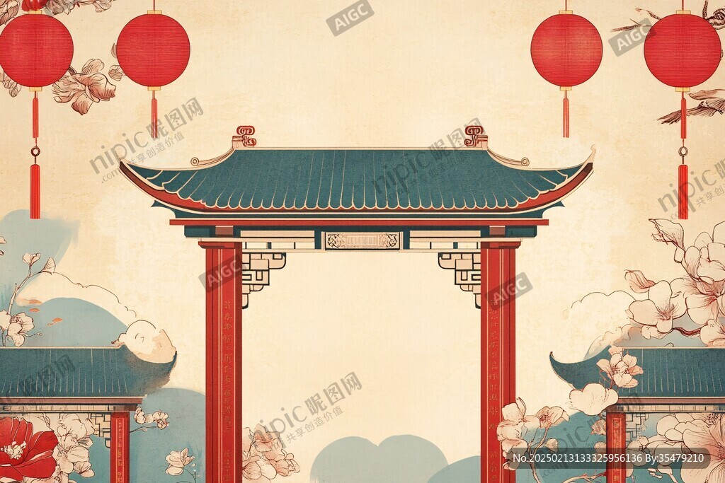 门楼插画