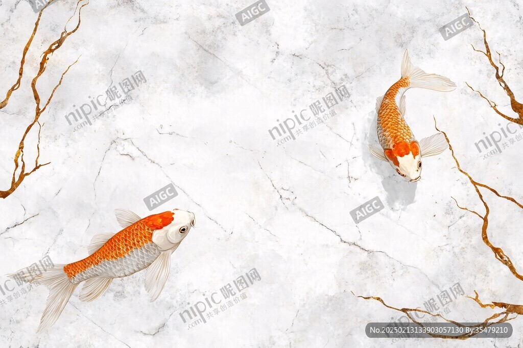 工笔锦鲤