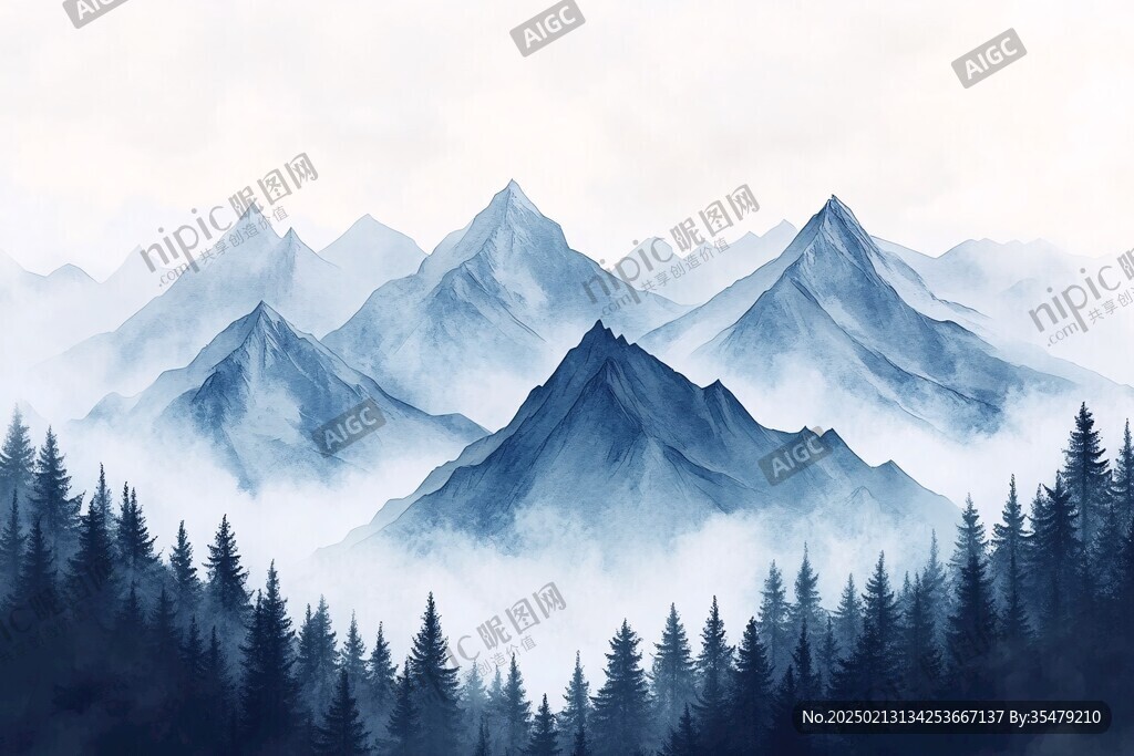 山风景插画包装