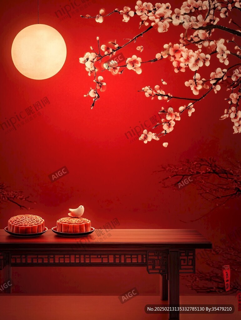中秋月饼场景图