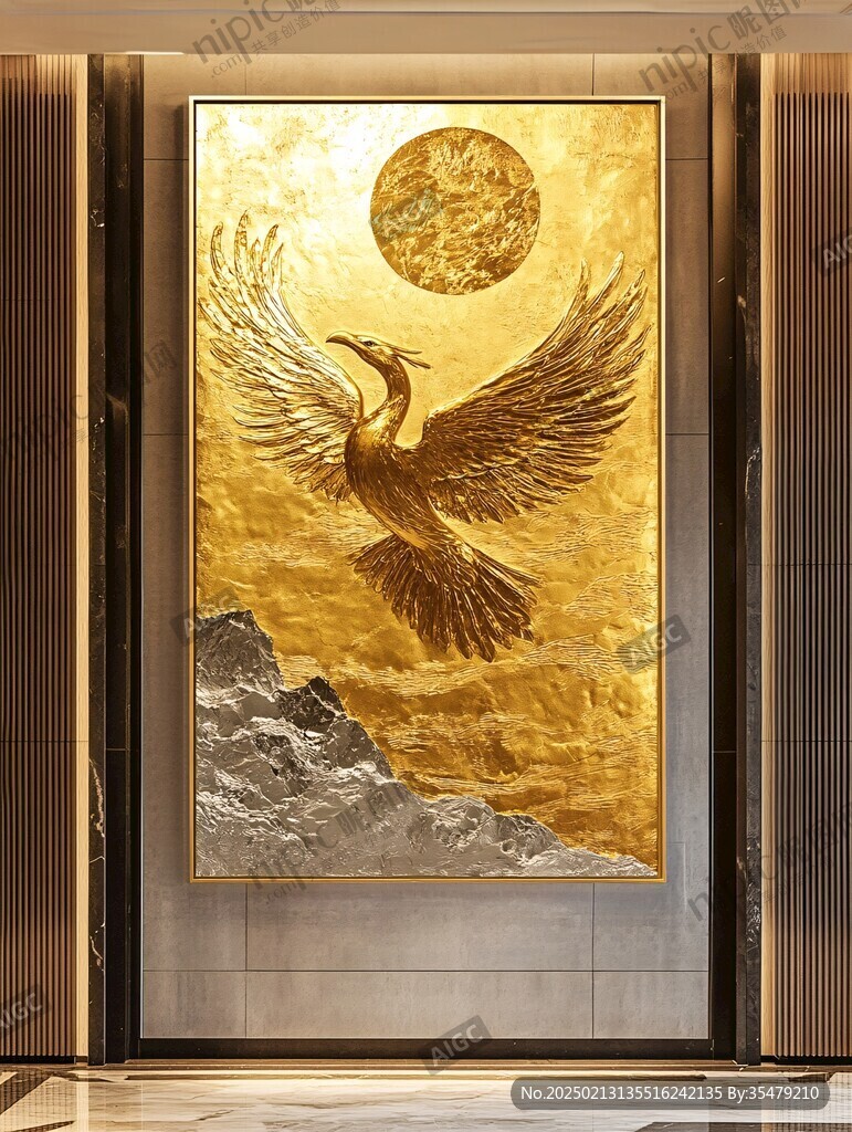 黄金招财壁画