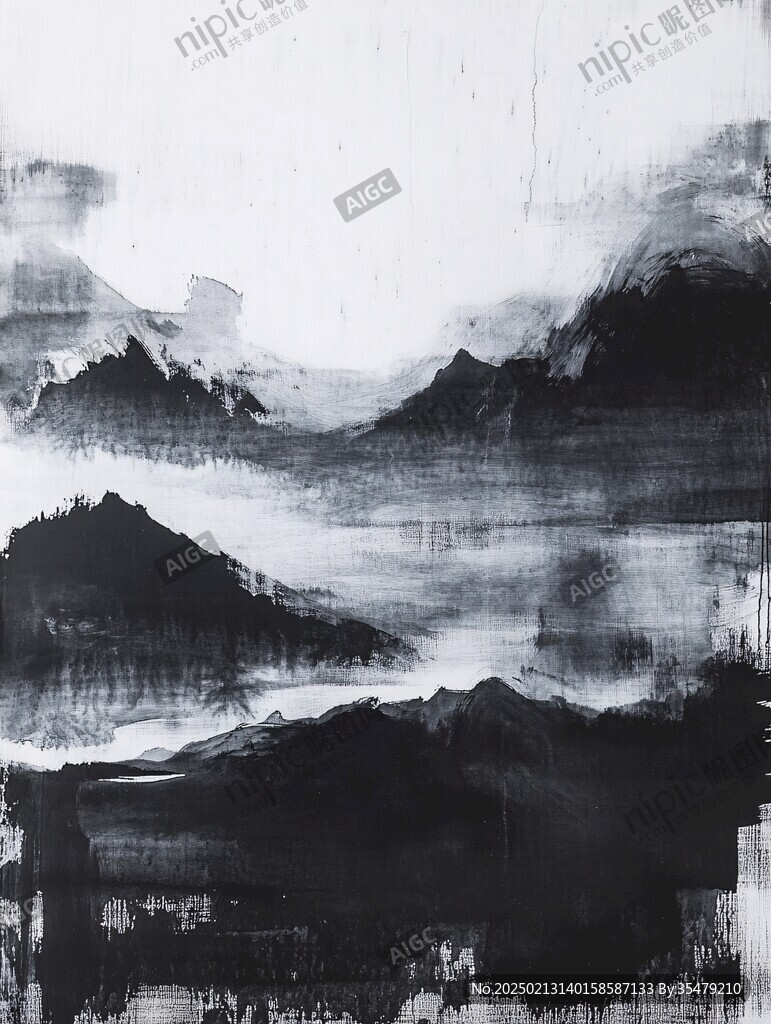 屏风墨韵禅意云雾画芯