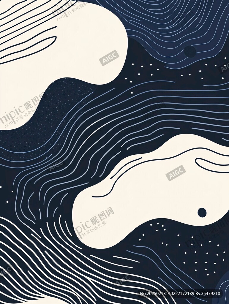 线条海浪插画