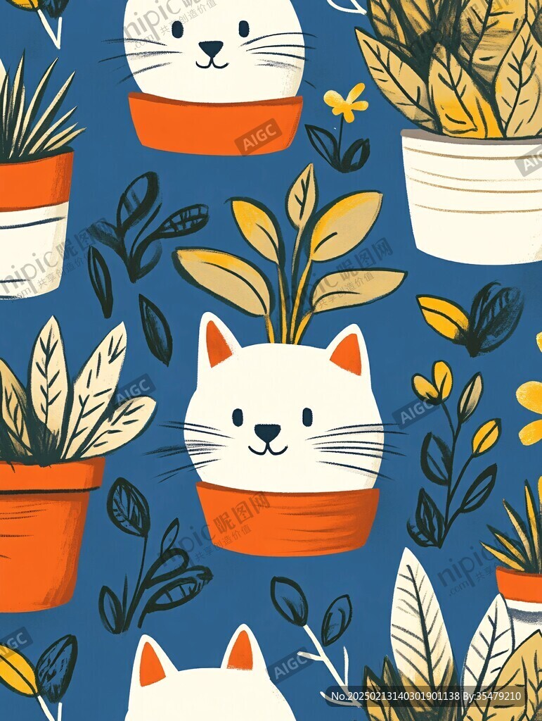 卡通猫咪图案背景