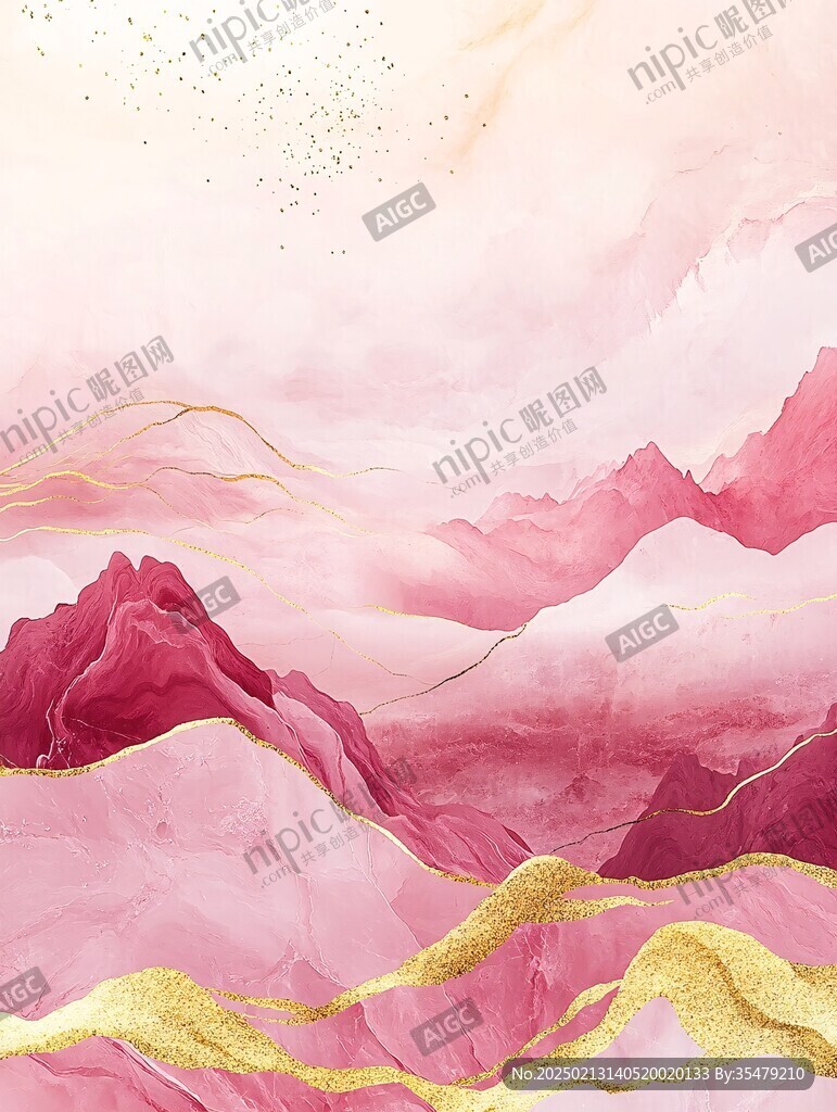 彩色水墨群山背景墙