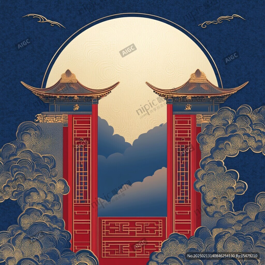 门楼插画