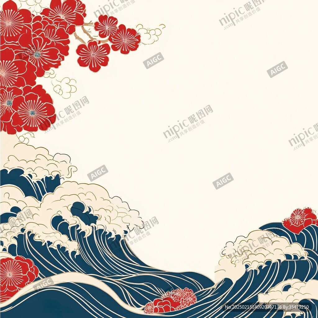 浮世绘海浪背景