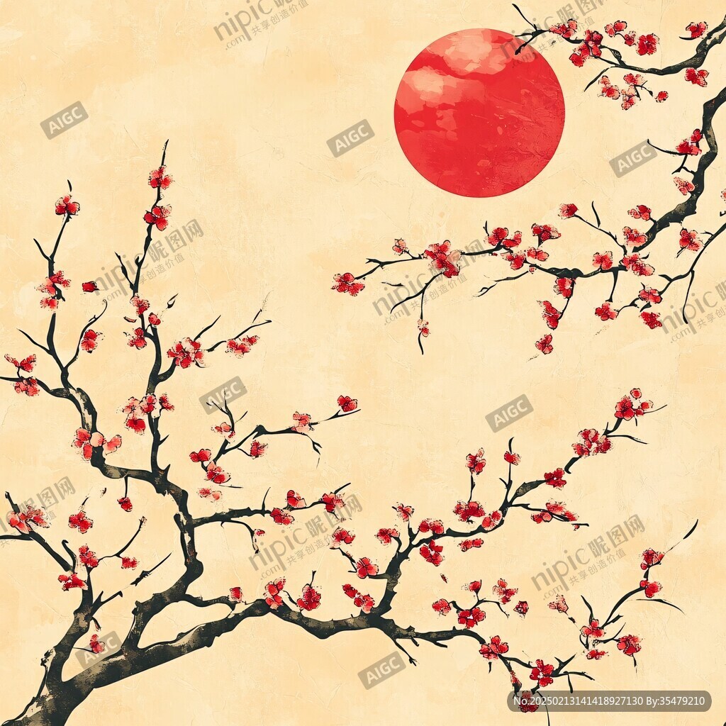 手绘梅花背景