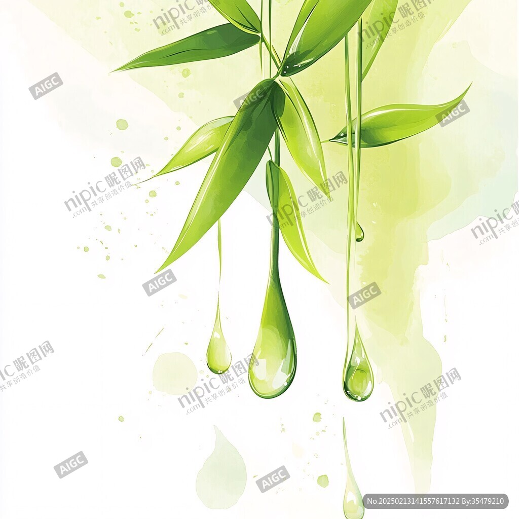 水珠绿叶环保素材