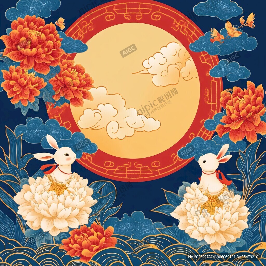 中秋节包装插画