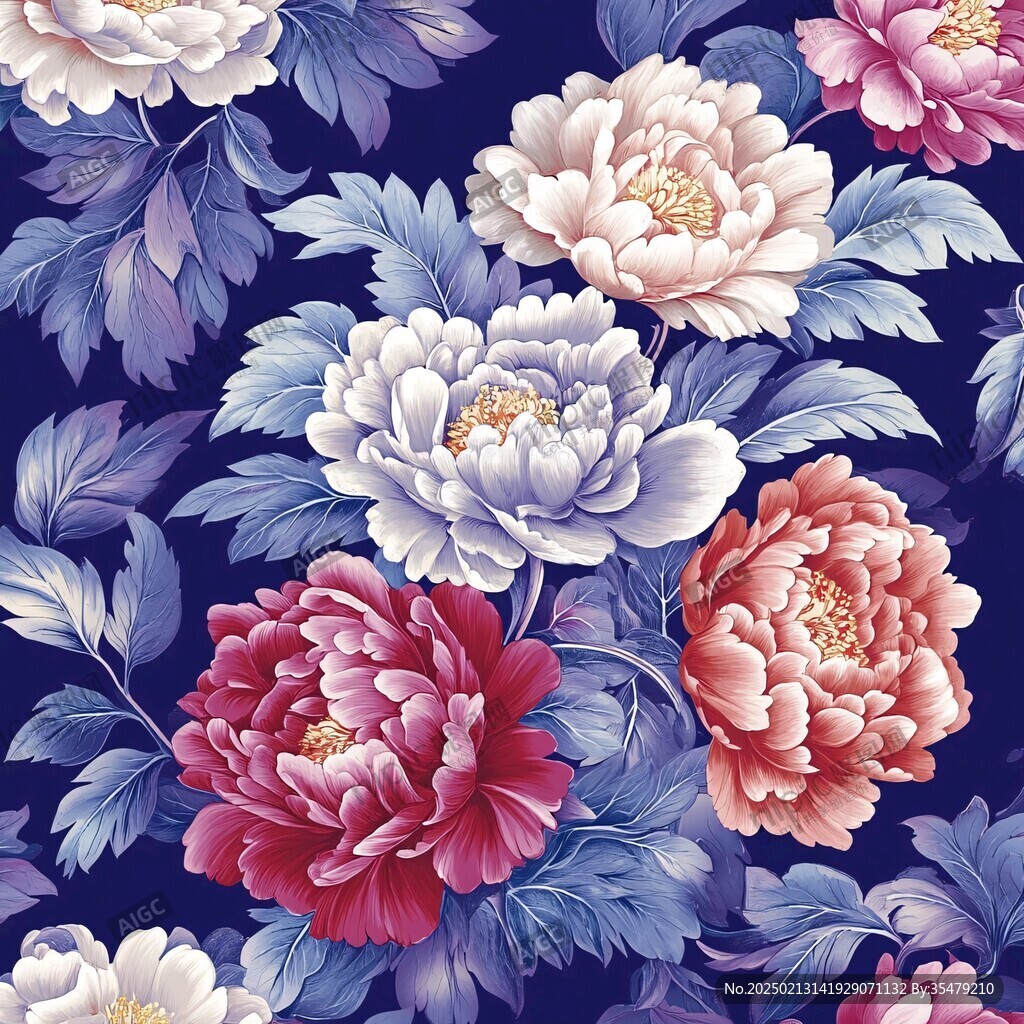 牡丹插画底纹