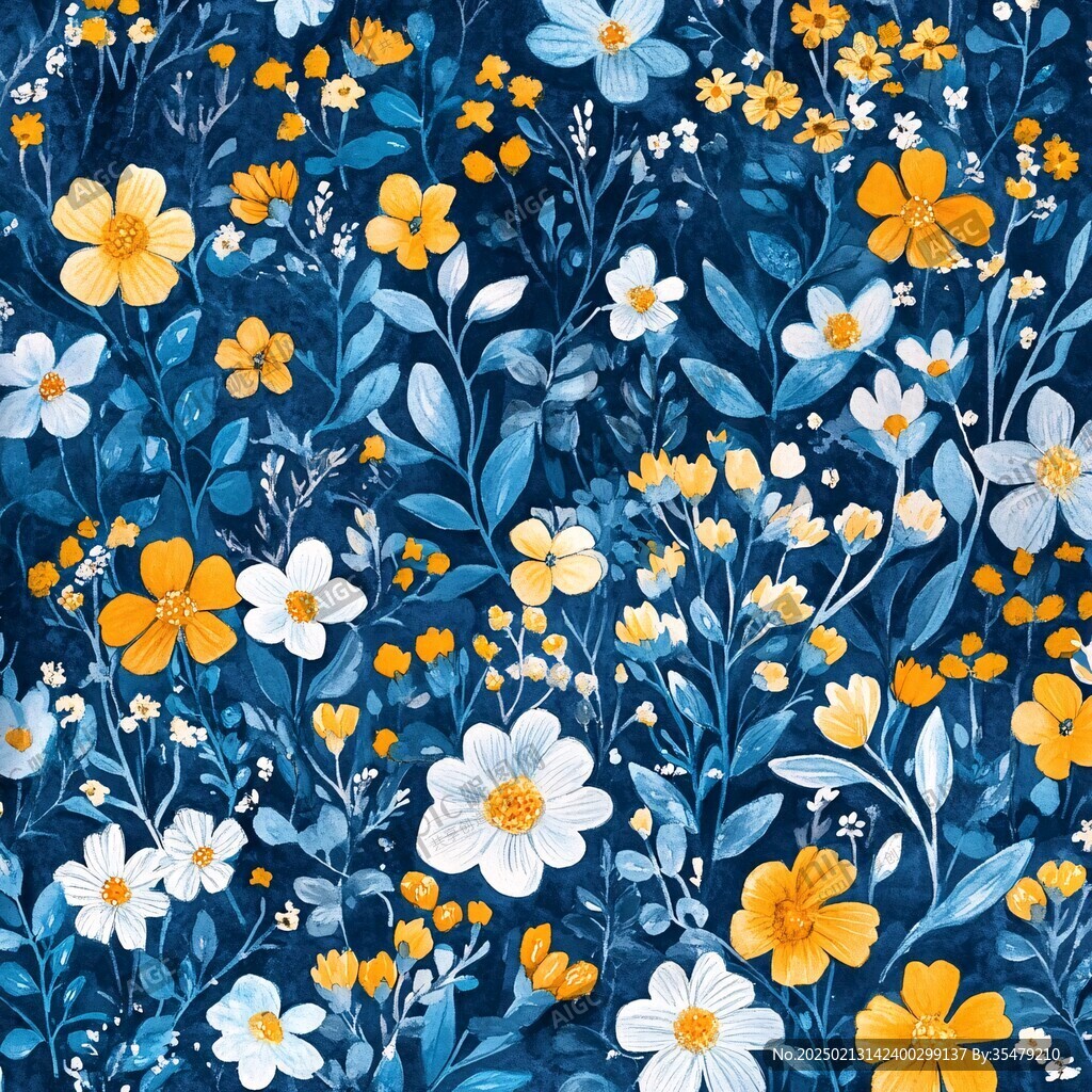森林壁纸小花数码印花