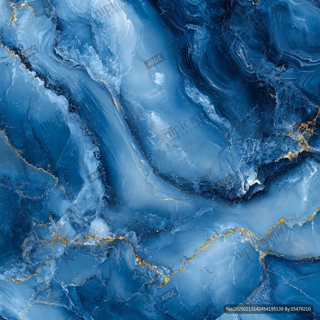 蓝色透光大理石装饰画