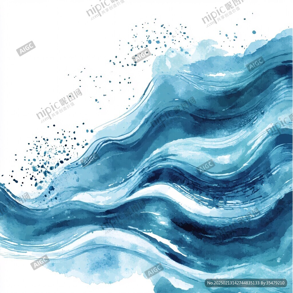 新中式水墨海浪装饰画